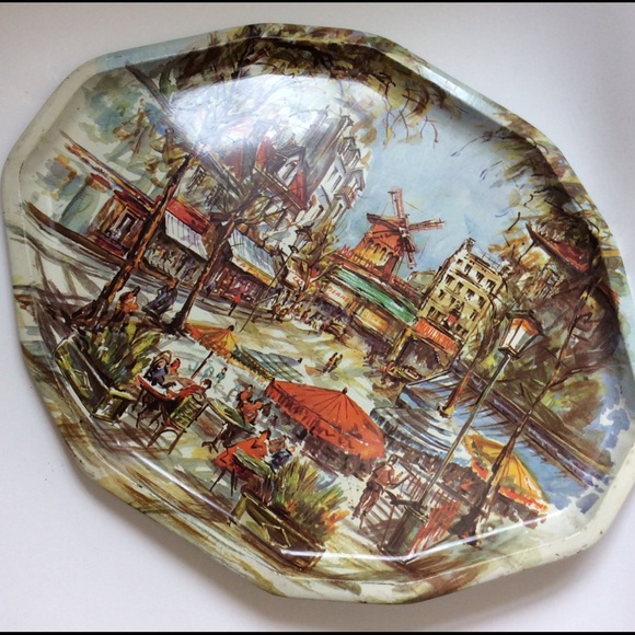 Daher Decorated Ware Other - Vintage Daher Moulin Rouge Tin Oval Tray 1971 GUC